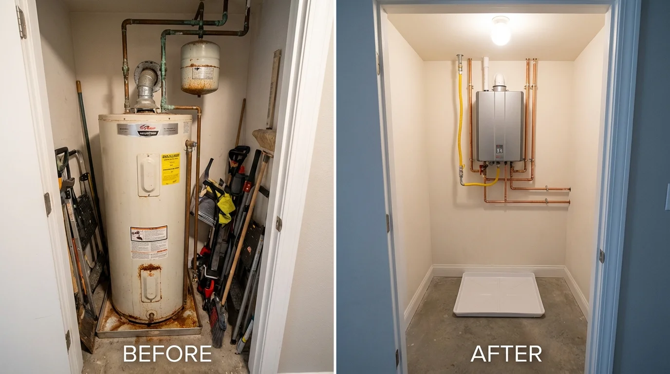 Tank water heater versus wall-mounted tankless unit comparison for Chewelah, WA homeowners